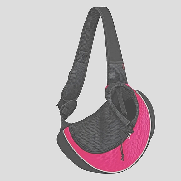 PET SLING - NEW / LARGE / PINK - Dog Cat Carrier Bag Mesh Leather Shoulder Strap - Picture 6 of 6